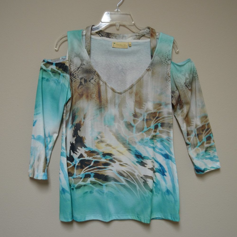 Unique Cold-Shoulder Beach Vibe Blouse - Size M